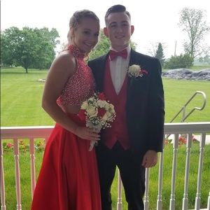 Red two piece prom dress ACCEPTING PAYPAL ONLY